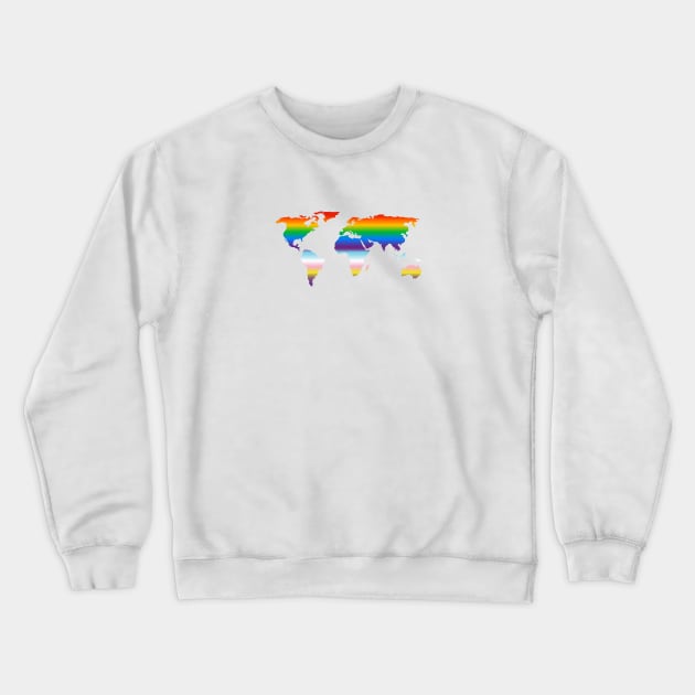 World Map - Rainbow Flag Colors Crewneck Sweatshirt by brightnomad